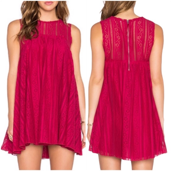FREE PEOPLE Ruby Red Tu-Es-La Lace Mini Dress Size Extra Small - Picture 14 of 14